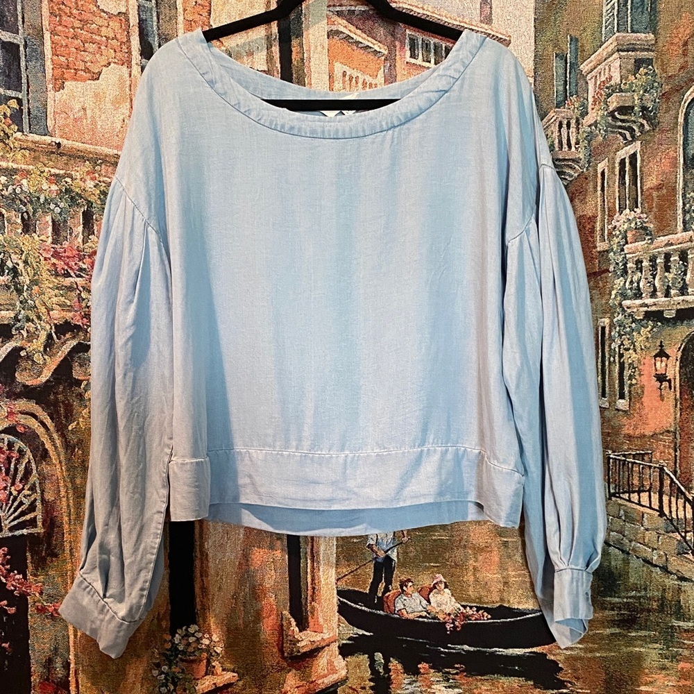 Everly Sky Blue Women's Lyocell Blouse